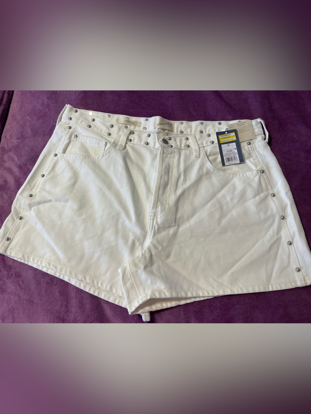 Universal Thread White Jean Shorts with Stud Accents